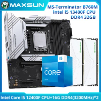 MAXSUN NEW Terminator B760M D4 Intel I5 13400F CPU Motherboard Set DDR4 [16GB*2] 32GB 3200MHz LGA1700 PCIe 4.0 Computer Comb