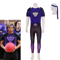 Dodgeball Average Joes Cosplay Ben Stiller Costume Men's Purple Top Pants Suit Halloween Carnival Ou