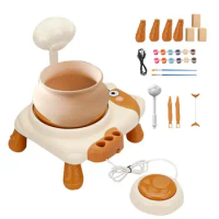 Pottery Wheel For Kids Cute Cat Foot Pedal Machine For Pottery Forming Electric Ceramics Wheel Sculpting Clay Tools Craft Kit