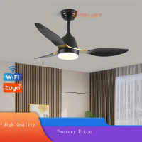 Tuya Smart Ceiling Fan Light Home LED Ceiling Fan Lights 36in 42/52 Inch Fan Black White Remote Control TUYA APP Ceiling Fan