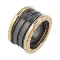 【二手名牌BRAND OFF】BVLGARI 寶格麗 18K玫瑰金 黑色 陶瓷 B.zero1 戒指 49