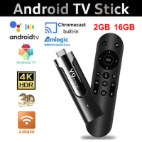 ATV Mini TV Stick Android 11 Chromecast Built-In Amlogic S905Y4 Quad Core Support 8K Video 4K Dual Wifi BT Voice Remote TV Box