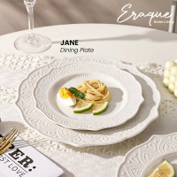 Jane Plate / Piring Saji Makan Dessert Putih Klasik Keramik Aesthetic