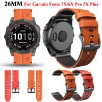 Leather Bracelet 26mm Band Strap For Garmin Fenix 7X 6X Pro 5X Plus 3 3HR Smart Watch Quick Release Wristband Accessories Correa
