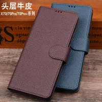 2021 Hot Luxury Genuine Leather Flip Phone Case For Vivo X70 Pro Plus + Leather Half Pack Phone Case Phone Cases Shockproof
