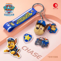 PAW Patrol Keychain Cartoon Ryder Marshall Rubble Chase Rebound Vehicle Action Figure Building Block Toys Children Birthday Gift