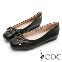 【GDC】裸色系基本款典雅舒適平底包鞋-黑色(214367-00)