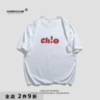 Hiimhuum夏季新款短袖T恤男CHIO潮牌印花寬松打底休閑舒適體恤衫