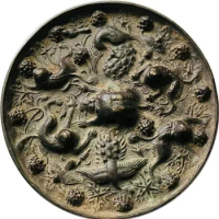 Ancient Chinese bronze mirror, Han Dynasty Dog by air Bronze Mirror of the God Beast，#04Free shipping
