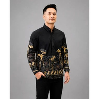 Swipe Up Kemeja Batik Pria Modern Lengan Panjang Arjuna Black Navy M Arjuna Black Navy