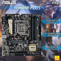 ASUS H170M-PLUS Intel Socket LGA 1151 Supports 6th 7th Gen i3 i5 i7 6100 7100 6500 7500 6700 7700 H170 Chipset Micro ATX 4x DDR4