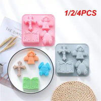 1/2/4PCS Easter Silicone Mold 4 Holes Cross Angel Bible Bunny Pattern Holiday Cake Decoration Tool Baking Mold Resin Clay DIY