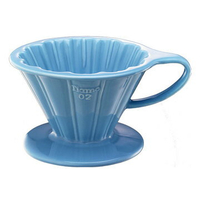 金時代書香咖啡  TIAMO V02花漾陶瓷咖啡濾器組 (粉藍)附濾紙量匙滴水盤  HG5536BB