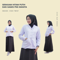 Seragam hitam putih atasan/rok/gamis PNS wanita/stelan hitam putih