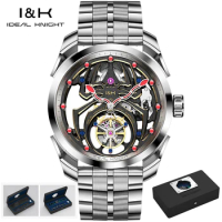 IDEAL KNIGHT Tourbillon Flywheel Watch for Men Fashion Cool Spider Dial Luxury Top Brand Automattic Mechanical Wristwatch New In