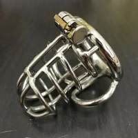 Stainless Steel Male Chastity Cage Standard Men Locking Belt Restraint Device 82 Cock Ring Male Chastity
