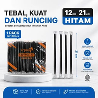 Sedotan Bubble Steril 12mm Hitam 21cm Isi 100 pcs Tebal Premium - Sedotan Boba