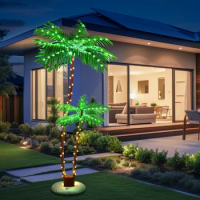 Garden Solar Lights 6Ft LED Outdoor Artificial Christmas Trees Decor, Light Up Fake Xmas Tree Lights