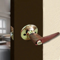 【加安牌】烤漆木紋鎖 60mm 水平把手鎖 附鎖匙(房門 客廳 辦公室)