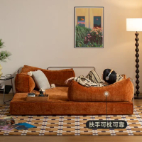 Ikuno Amuro teddy sofa bed, antique living room modular sofa, American light luxury three-person retro fabric sofa