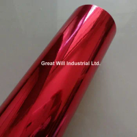 3 Layers High Quality Stretch Chrome Red Vinyl Wrap Full Car Wrapping Mirror Chrome Red Film Air Release Cover 1.52x20m/Roll