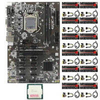 B250 Mining Motherboard 12 PCIE Slots LGA1151 DDR4 DIMM SATA3.0 with 12X Ver12 Pro PCIE Riser Card+1X G3900 CPU for BTC