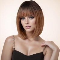 Long Black Wig With Bangs Curly Wavy Wigs for Women Natural Looking Synthetic Wig Daily Party Cospla