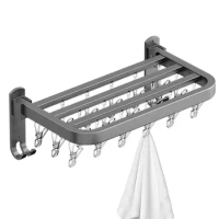 Folding Clothes Hanger Rack Clothes Drying Rack Folding Indoor Retractable Folding Wall Mounted Hanger For Bathroom Kitchen