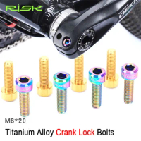 RISK 4pcs M6*20mm Titanium Alloy Bolt for Bicycle Crank Lock /Brake Clamp Fixed Screw Mountain MTB Cycling Bike Crank Bolt M6x20