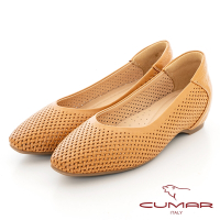 【CUMAR】簡約沖孔內增高低跟鞋-棕