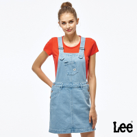 Lee 女款 造型小口袋吊帶牛仔短裙 淺藍洗水