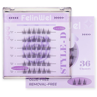 FelinWel Self Adhesive Lashes Clusters Long Lasting No Glue Needed 8-11mm Mix Natural False Cluster 