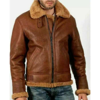 Men's Pilot 100% Genuine Leather Jacket Sheepskin Pilot Flight Jacket Fashion Trend