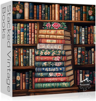 Vintage Bookshelf Puzzles for Adults 1000 Pieces Book Flower Jigsaw Puzzle Bookshelf Library Retro A