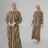 Dress Rayon Motif Daster Gamis Rayon Lengan Panjang PB 135cm by lilydaily Muslim Wanita