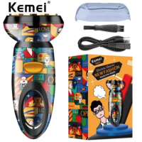 Kemei KM-RS503 Graffiti Mini Electric Shaver Double-Head Beard Razor Printing Usb Charging Men Washable Rechargeable Trimmer