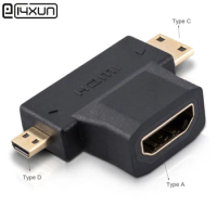 1pcs HDMI Adapter Mini Micro Standard HDMI Connector Type-A Type-C Type-D Male to Female 2 in 1 Plug
