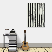 【24mama 掛畫】單聯式 油畫布 黑白 植物 熱帶 插圖 藝術 現代 時尚 無框畫-60x80cm(簡單)