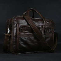 Luxury portfolio Men Genuine Leather Briefcases tote business bag briefcase laptop porte document messenger