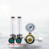 Flow Meter Gas Regulator Gauge Dual Output Argon Regulator Flow Meter Mig Tig, 0-0.35 (Mpa)Adjustable, M5/8" Inlet Connection