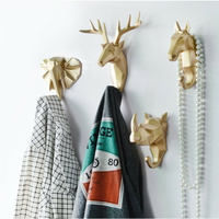 北歐創意動物造型立體掛鉤【免打孔】鹿頭像頭牆壁掛衣鉤 衣帽鑰匙客廳臥室廁所牆壁裝飾
