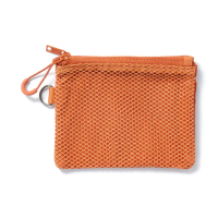MUJI 無印良品 聚酯纖維雙拉鍊袋  S 13.5x10cm  橘色