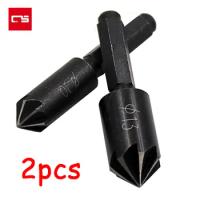 2Pc 1/4 6.35mm Shank Seven-edged Chamfer Cutter Hole Drill Bit Woodwork Hole Drill Position Chamfered Knife Edge Grinder