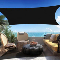 Sun Shade, 16' X 20' Black Rectangle Sun Shade Sail Canopy, Durable Fabric UV Block Awning, Sunshade Canopy, Garden Awning