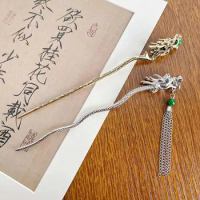 Beaded Dragon Hair Stick Headwear Wave Shape Hanfu Tassel Hairpin Hair Accessories Barrettes Chinese Style Hair Clip Hanfu