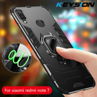 KEYSION Ring Holder Phone Case for Xiaomi Redmi Note 7 Pro 6 5 luxury Anti-knock Bumper Magnetic back cover for Xiaomi Mi 9 SE