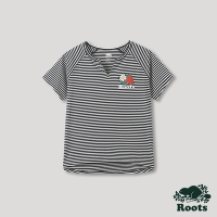 Roots女裝-回歸根源系列 草莓條紋短袖T恤-藍色