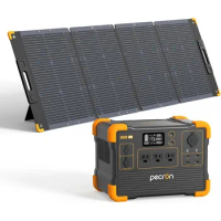 pecron Portable Power Station 614Wh E600LFP with 200W Solar panel Solar Generator with 3X1200W AC Ou