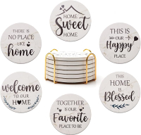 Housewarming Gifts for New Home Farmhouse Decor Coasters Set of 6 Pack Ceramic Coasters for Coffee T