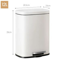 啞光白色定蓋緩降方弧形垃圾桶客廳廚房腳踏垃圾桶簡約腳踩垃圾筒